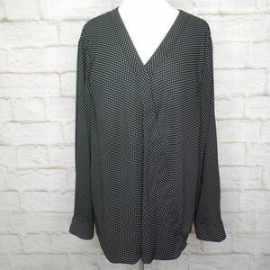 Talbots Women’s Black Polka Dot Long Sleeve Wrap Blouse plus size 2X